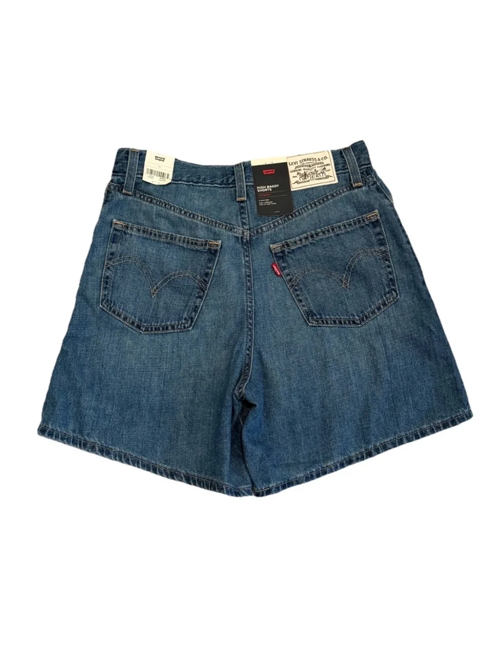Levi's High Rise Baggy Denim Shorts Women's 26 Blue Cotton Linen Relaxed Fit